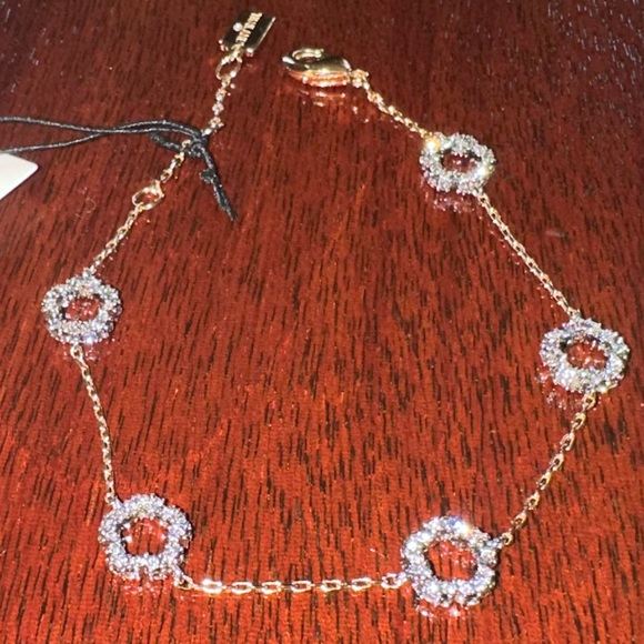 COACH NWT Pave Tea Rose Dainty Gold and silver Satellite Bracelet - Picture 5 of 8